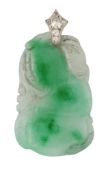 A JADE AND DIAMOND PENDANT