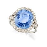 AN ART DECO SAPPHIRE AND DIAMOND RING