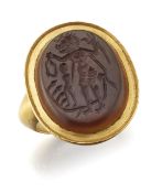 A SARDONYX INTAGLIO RING