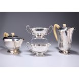 AN ART DECO SILVER FOUR-PIECE TEA SERVICE