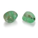TWO EMERALD BEADS