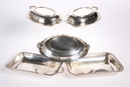 A GROUP OF FOUR SILVER-PLATED ENTREE DISHES