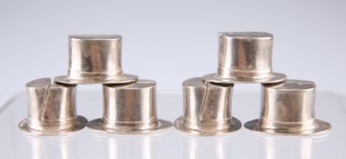 A SET OF SIX CONTEMPORARY SILVER MENU HOLDERS