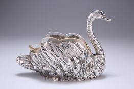 A GERMAN SILVER SWAN-FORM BOWL