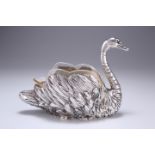 A GERMAN SILVER SWAN-FORM BOWL