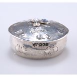 AN ARTS AND CRAFTS SILVER AND JEWELLED BOX