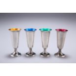 A SET OF FOUR AMERICAN GORHAM STERLING SILVER CORDIAL CUPS