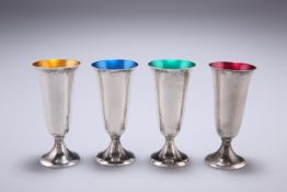 A SET OF FOUR AMERICAN GORHAM STERLING SILVER CORDIAL CUPS