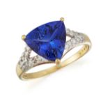 AN 18CT GOLD TANZANITE AND DIAMOND RING