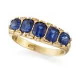 A SAPPHIRE FIVE STONE RING