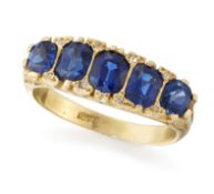 A SAPPHIRE FIVE STONE RING