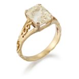 A YELLOW SAPPHIRE RING