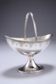 A VICTORIAN SILVER SWING-HANDLED SUGAR BASKET