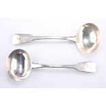 A PAIR OF GEORGE IV SILVER SAUCE LADLES