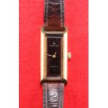 A LADYS GOLD-PLATED HAMILTON STRAP WATCH