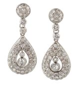 A PAIR OF DIAMOND PENDANT EARRINGS