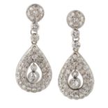 A PAIR OF DIAMOND PENDANT EARRINGS