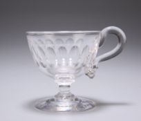 AN ENGLISH 19TH CENTURY GLASS CUSTARD CUP, with slice-cut ovals to the bowl. 7.5cm high