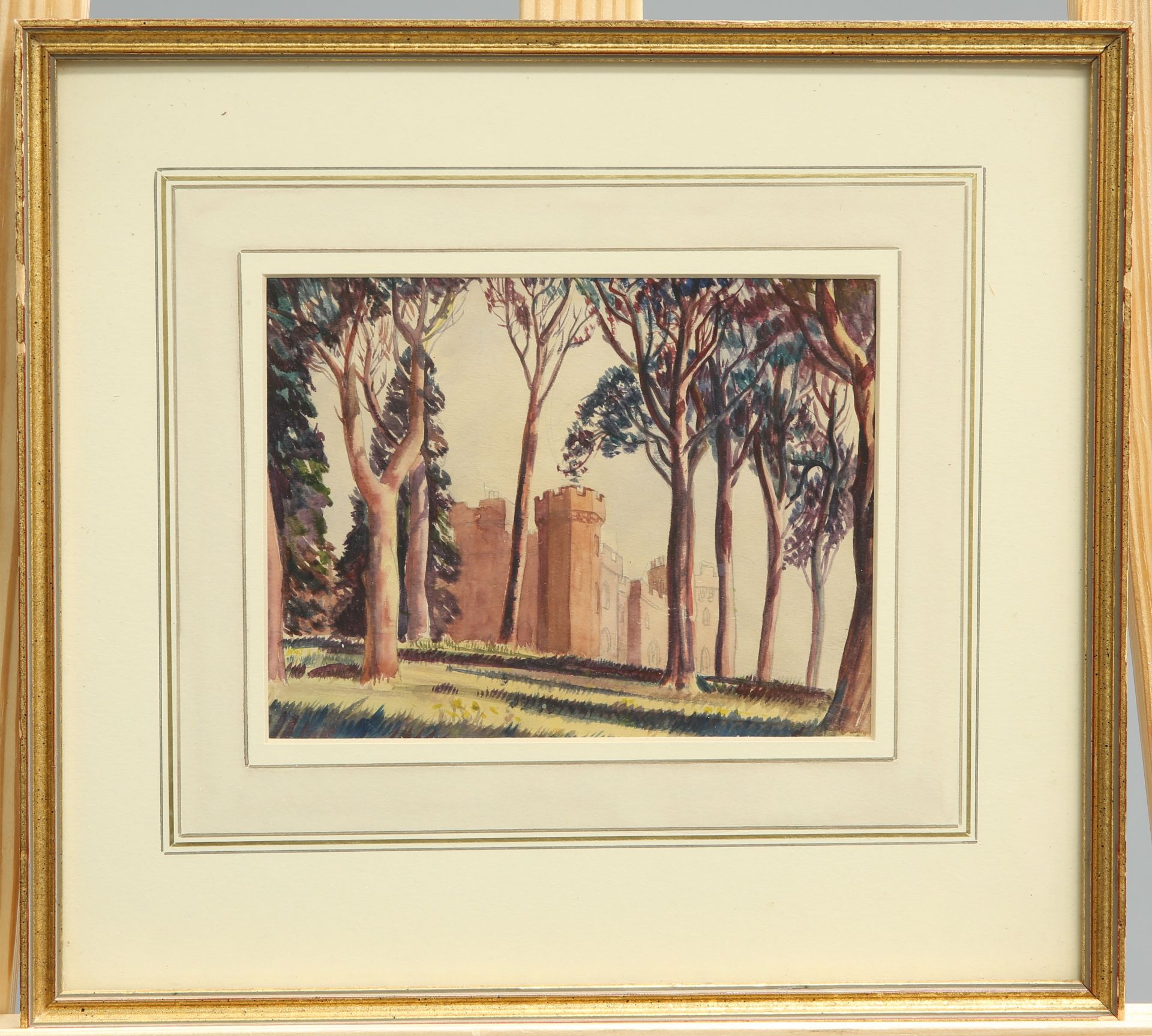 ALFRED BURGESS SHARROCKS, CASTLES, A PAIR, unsigned but labelled verso, watercolours, framed. (2) - Image 2 of 2