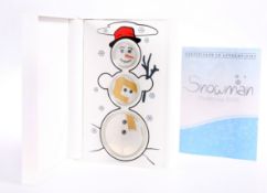 A SILVER SNOWMAN THREE COIN SET, 2015, boxed with COA