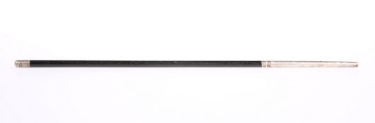 A white metal mounted conductors baton probably silver but unmarked, 27.5cm