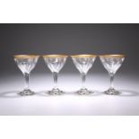 A SET OF FOUR ART DECO BACCARAT "COMPIEGNE" COCKTAIL GLASSES, CIRCA 1920, each bowl with slice-