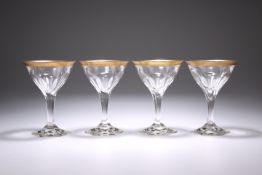 A SET OF FOUR ART DECO BACCARAT "COMPIEGNE" COCKTAIL GLASSES, CIRCA 1920, each bowl with slice-