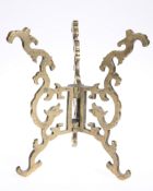 A Chinese brass folding bowl stand, 21cm high