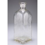 A large French perfume bottle for wholesale purposes, of square section, with rounded neck, probably