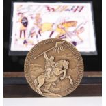 A BATTLE OF HASTINGS 950TH ANNIVERSARY BRONZE MEDALLION AND FABRIC PANEL, boxed