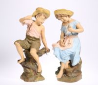 A PAIR OF GOLDSCHEIDER TERRACOTTA FIGURES