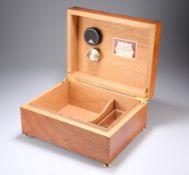 A REUGE MUSIC BURR WOOD MUSICAL HUMIDOR. 29.5cm wide