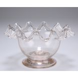 A late 19th century Stourbridge posey bowl, in plain glass, 13cm diameter