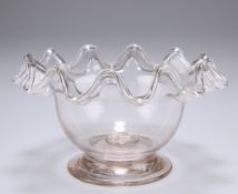 A late 19th century Stourbridge posey bowl, in plain glass, 13cm diameter