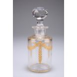 A French gilded glass scent bottle, possibly St Louis, the body gilded with Greek key floral swags