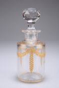 A French gilded glass scent bottle, possibly St Louis, the body gilded with Greek key floral swags