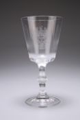 A 20TH CENTURY GLASS GOBLET, the bucket bowl raised on a knopped stem. 17.4cm high Provenance: The