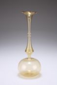 A LAUSCHA GLASS VASE, MID-20TH CENTURY, with bulbous lower section and double-ringed neck, raised on