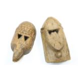 Two carved tribal masks, highest 33cm