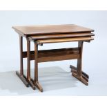 A NEST OF THREE 1970'S HARDWOOD TABLES, PROBABLY DANISH