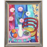 MARY TEMPEST (CONTEMPORARY), GERBERAS WITH RED CHAIR