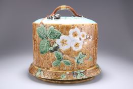 JOSEPH HOLDCROFT, A MAJOLICA CHEESE DOME AND UNDERPLATE, CIRCA 1880