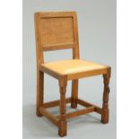 ROBERT THOMPSON OF KILBURN, A MOUSEMAN OAK PANEL BACK CHAIR