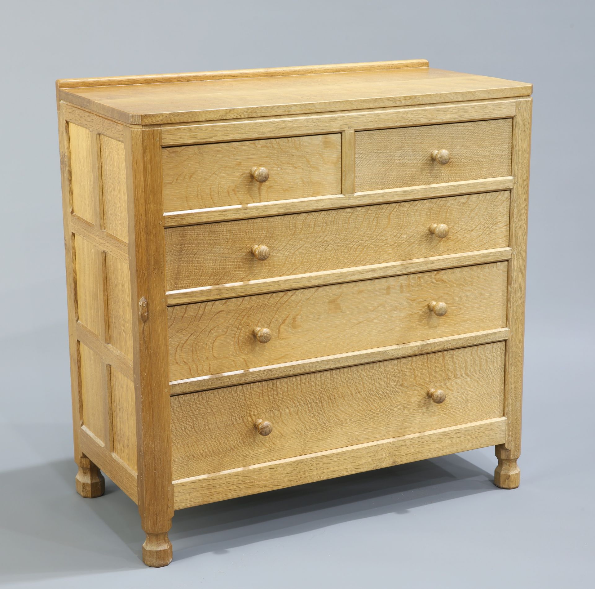 ROBERT THOMPSON OF KILBURN, A MOUSEMAN OAK CHEST OF DRAWERS