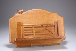 BOB HUNTER OF THIRLBY, A WRENMAN OAK WALL-MOUNTED LETTER RACK