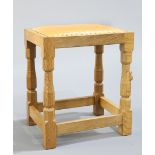 ROBERT THOMPSON OF KILBURN, A MOUSEMAN OAK DRESSING TABLE STOOL