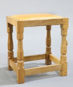 ROBERT THOMPSON OF KILBURN, A MOUSEMAN OAK DRESSING TABLE STOOL