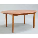 A DANISH CHERRYWOOD DINING TABLE AND FOUR CHAIRS, BY DENKA