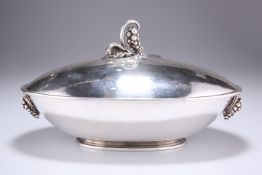 GEORG JENSEN, A DANISH STERLING SILVER GRAPEVINE LIDDED VEGETABLE TUREEN