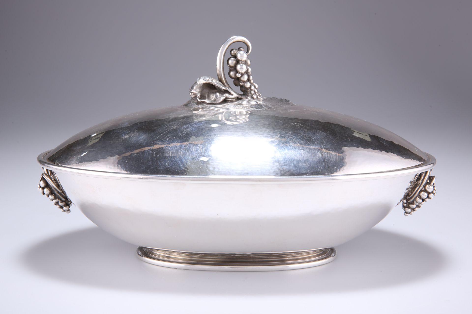 GEORG JENSEN, A DANISH STERLING SILVER GRAPEVINE LIDDED VEGETABLE TUREEN